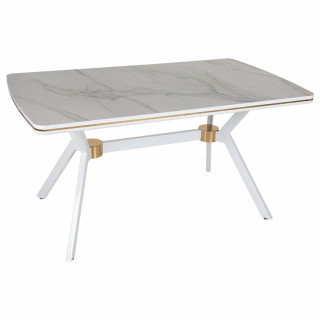 MS-038 Beyaz Mermer - Beyaz Metal Ayaklı Kütük Masa