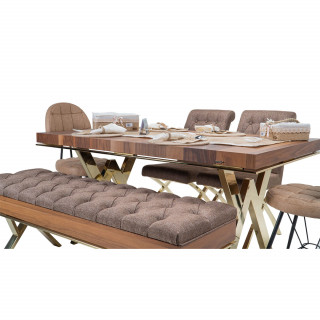 Efes Parke Desenli Masa - Yıldız Siyah Sandalye Takımı