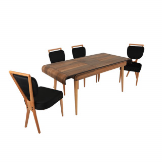 MS-150 Açılır Masa - ES-160 Ahşap Sandalye Takımı