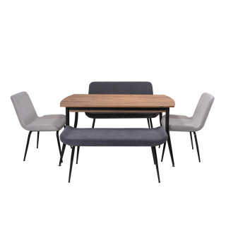 Piante Atlantik Çam Masa - Karamel Bank - Flat - Sandalye Takımı